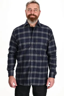 Outlet Blåvand LS skjorte, herre (Dark Blue) Overdele·Skjorter|Overdele·Skovmandsskjorter