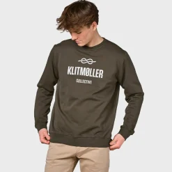 New Klitmøller Collective Logo Crew, herre (Olive) Overdele·Striktrøjer & Sweaters