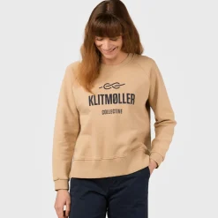 Online Klitmøller Collective Maja Logo Crew, dame (Sand) Dame Overdele·Striktrøjer & Sweaters