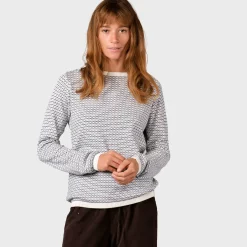 Sale Klitmøller Collective Silje Knit bluse, dame (Cream Navy) Dame Overdele·Striktrøjer & Sweaters