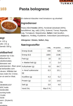 Outlet Pasta Bolognese Langtidsholdbar Mad|Mad & Drikke