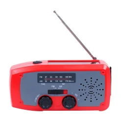 Hot XCEED Solar Emergency Multi Radio 2000 mAh - nødradio med håndsving (Red) Nødradio Med Håndsving